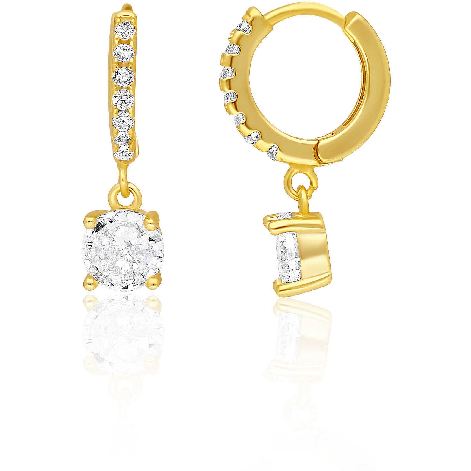 Pendientes para mujer de GioiaPura. Joya realizada en plata 925 color galvánica oro con circonitas de color blanco. Cierre: a presión. Símbolo: punto de luz redondo. La referencia es ins029or005plwh,