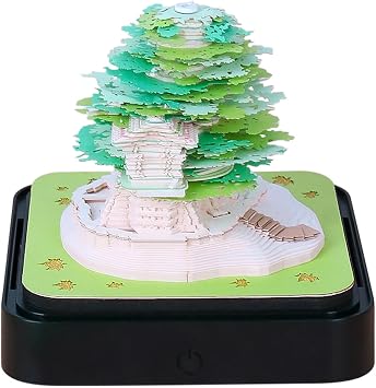 3D Desk Calendar 2026,3D Art Calendar 2026 Time Piece Calendar Creative 3D Memo Pad Paper Art Tree House DIY Paper Carving Decoration Gift