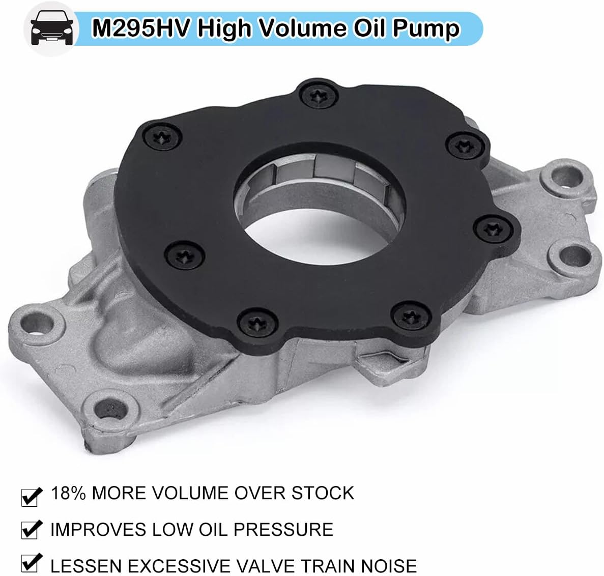 Melling M295HV High Volume Oil Pump Kit for GM 4.8L/5.3L/6.0L Engines - Compatible with Chevy Silverado, GMC Sierra, Cadillac Escalade, Includes Gaskets & Balancer Bolt, Replaces 12696357, 12586665