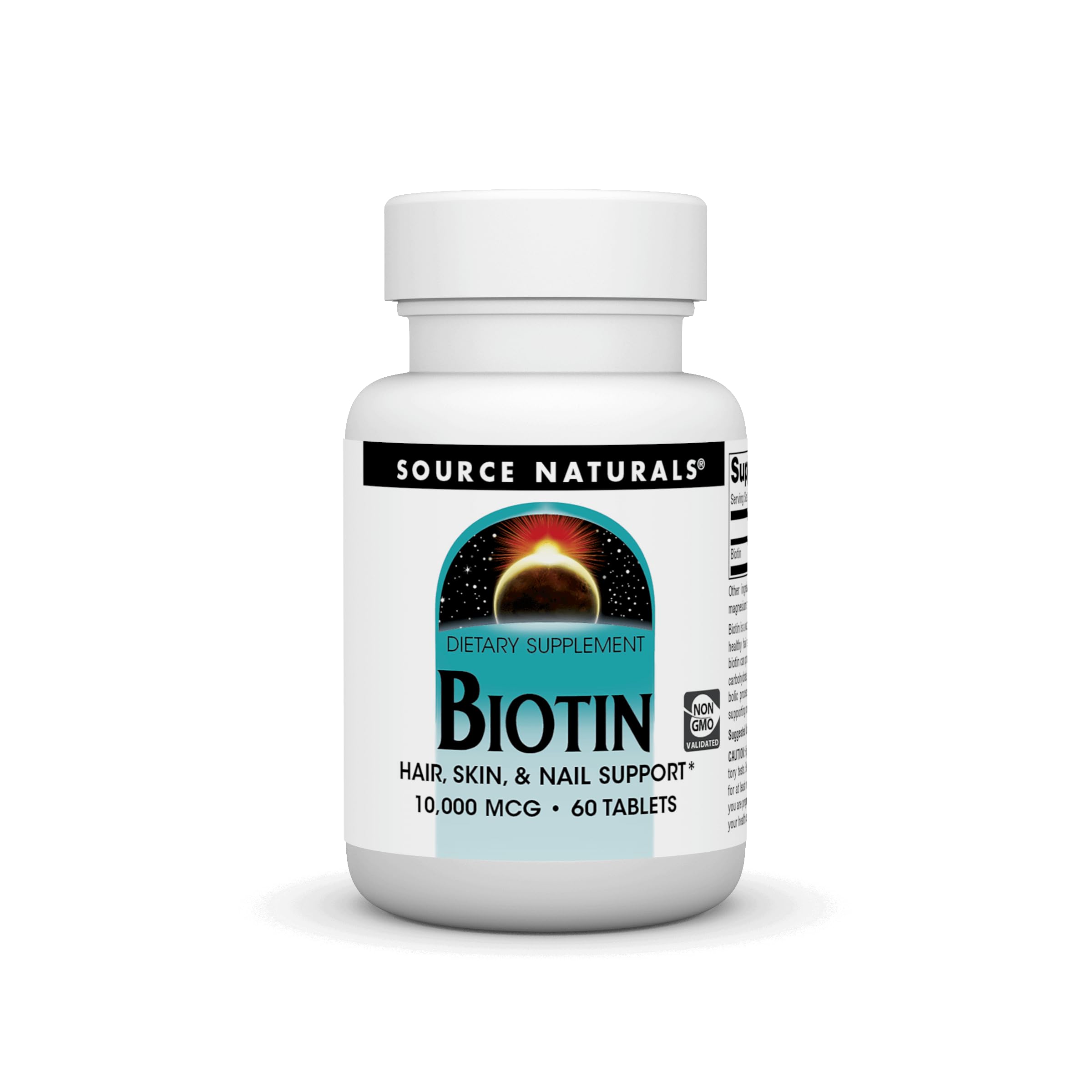 Source Naturals Biotin, Hair, Skin, and Nail Support*, 10,000 mcg - Non-GMO - 60 Tablets