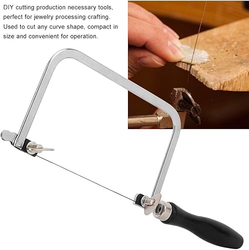 Miniatura 3 de Jeweler Kit de marco de sierra con cuchillas, herramienta de fabricación de joyas de sierra de metal, arco de sierra portátil, alambre tallado negro