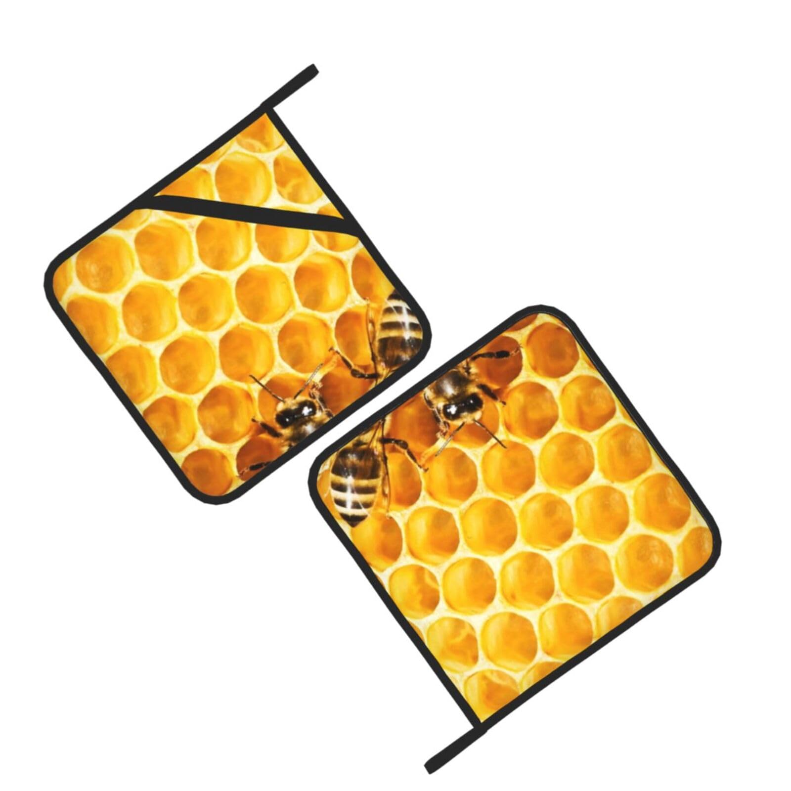 Wildlife Bees Printed Oven Pot Holders Set of 2 Pcs Heat Resistant Kitchen Microwave Potholders for Cooking Baking Grilling