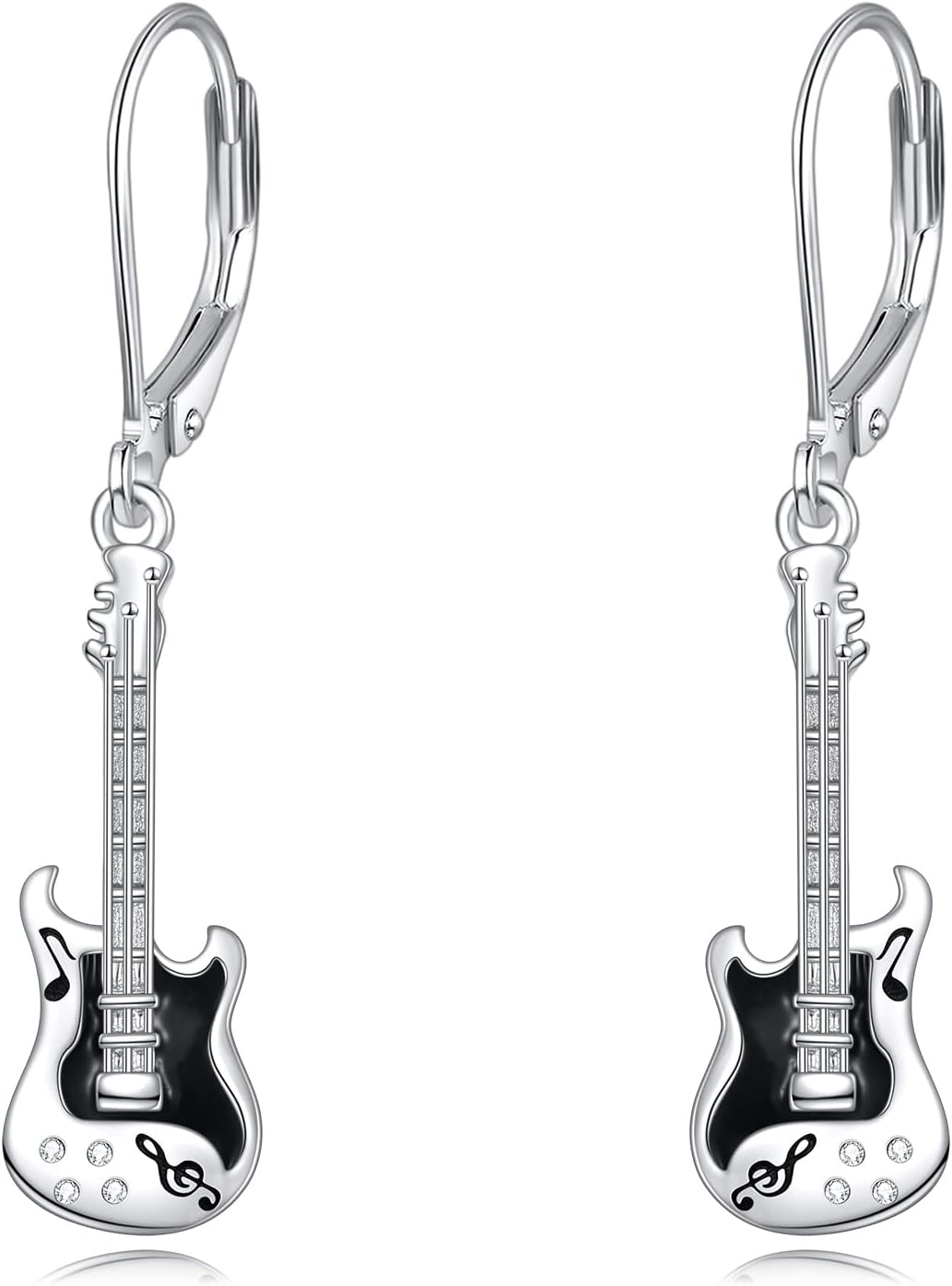 YFN Guitar Earrings Sterling Silver Guitar Jewelry For Women Leverback Music Dangle Drop Earrings Musical Gifts For Musician