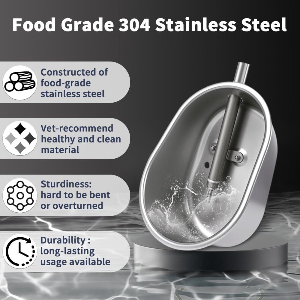 Danbark Large Pig Waterer Bowl with 1/2" NPT(F) Thread - 304 Stainless Steel Large Oval Design for Swine,Hog,Livestock (Durable & Rustproof)