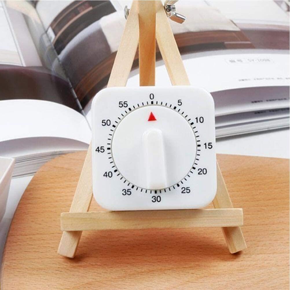 Generic 1 piece square kitchen clock Mechanical reminder Cute timer with 60 minutes for roasting, boiling eggs, pancakes, cookies, Silver - Image 6