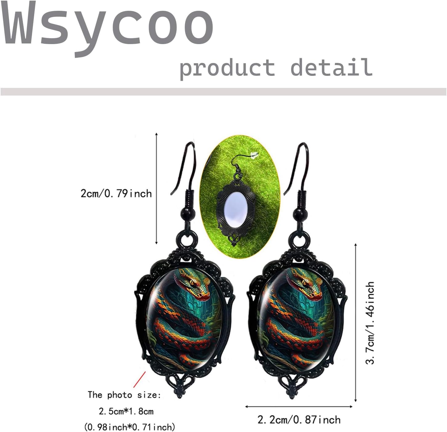 Gothic Snake Earrings Halloween Earrings for Women Vintage Gothic Cameo Earring Punk Style Crystal Glass Snake Dangle Earring Halloween Jewelry for Women - Image 6