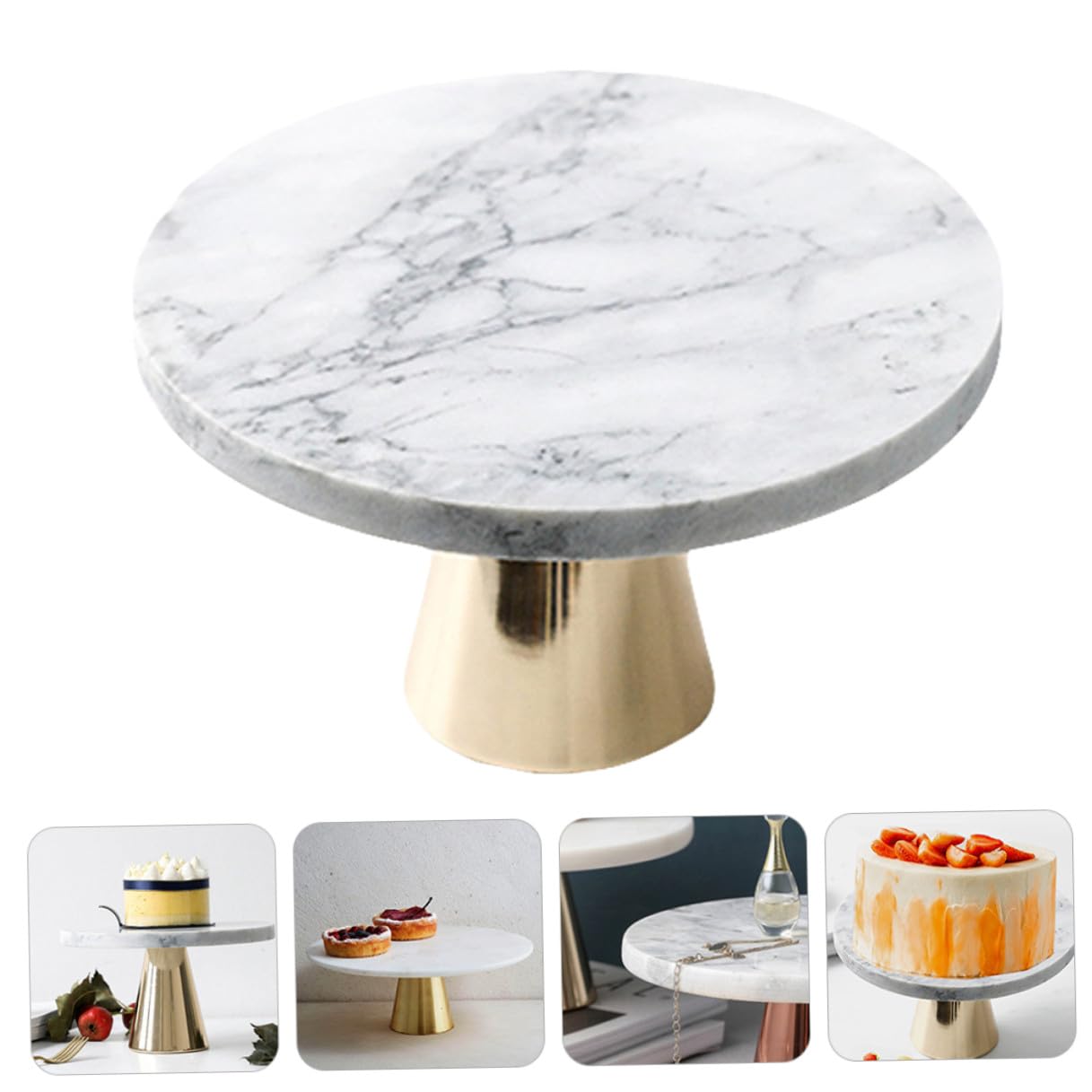 BESPORTBLE Présentoir en Marbre à Gâteaux Rond pour Desserts et Cupcakes