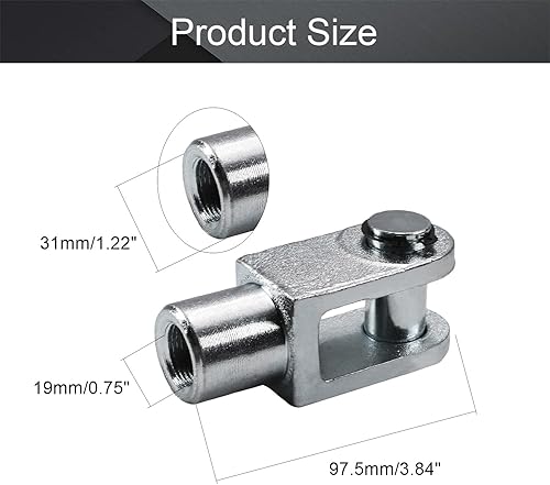 Miniatura 17 de Aicosineg Cilindro de aire Clevis Y Junta M10x1.25in Rosca hembra Y Conector 2.04in Longitud Cilindro de aire Rod Clevis Extremo neumático Cilindro