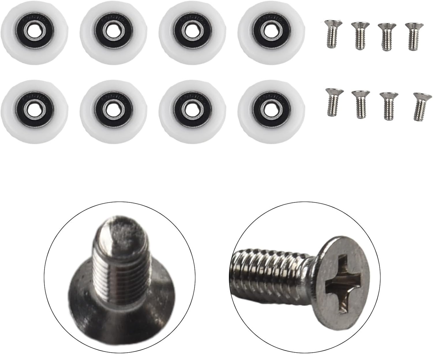 8Pcs Replacement Shower Door Rollers with 19/23/25mm Wheel Diameter Shower Enclosures, Glass Door Wheels Compatible with Most Shower Cabins and Steam Rooms(25mm)