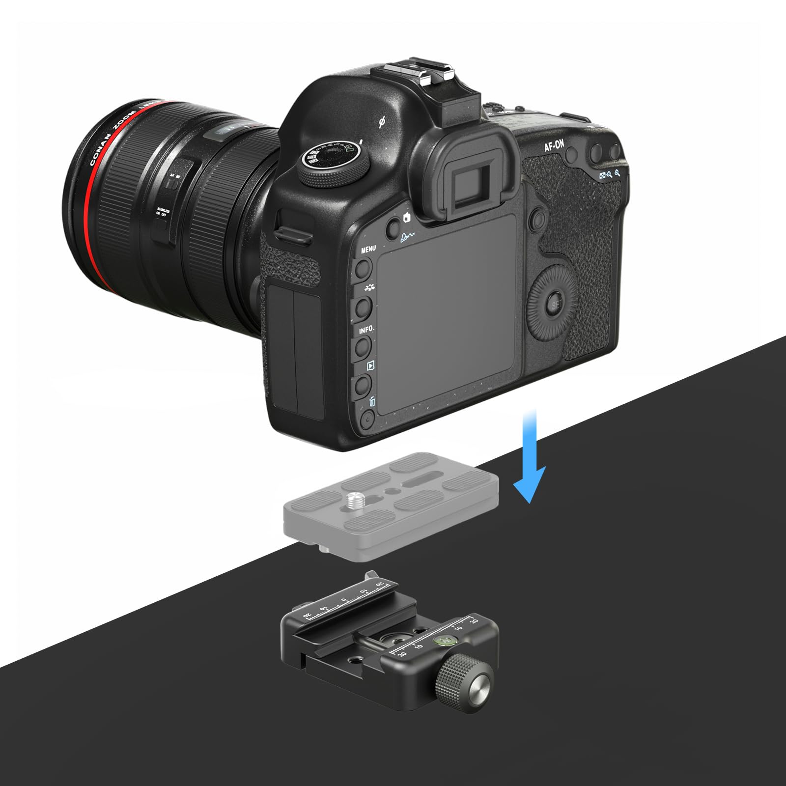 WEYLLAN Piastra a sgancio rapido compatibile Arca Swiss Clamp Style per treppiede, testa sferica, universale, testa sferica, treppiede, piastra a sgancio rapido Arca Picatinny Morsetto