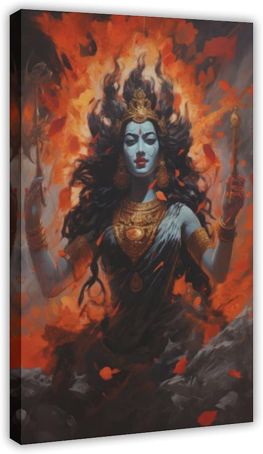 TYPOART Kali Hindu Goddess Canvas Print, Divine Feminine Kali Mata, Maa Kali Godess Canvas Posters Wall Decor Paintings for Living Room Bathroom Bedroom Frame 12x18inch(30x45cm)