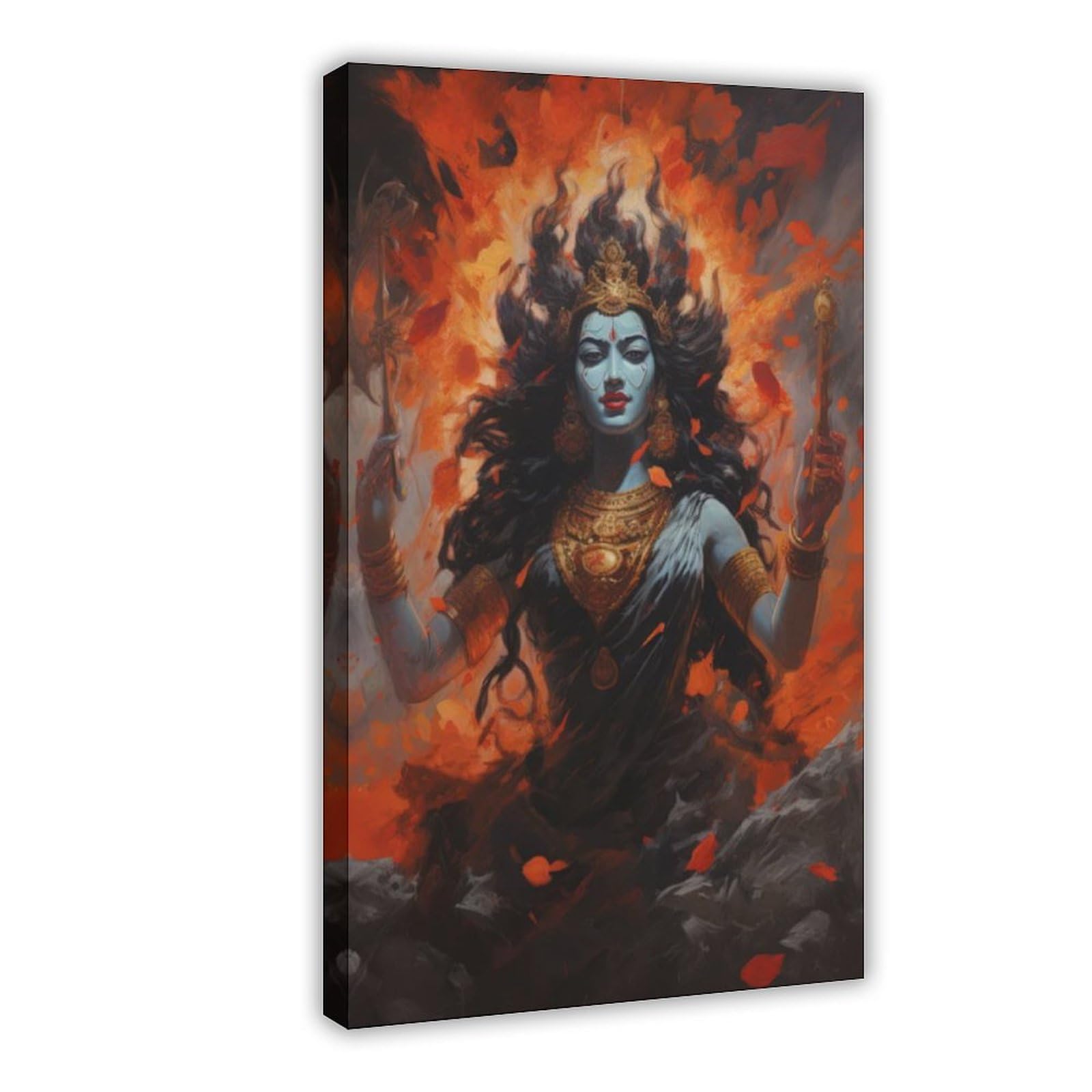TYPOART Kali Hindu Goddess Canvas Print, Divine Feminine Kali Mata, Maa Kali Godess Canvas Posters Wall Decor Paintings for Living Room Bathroom Bedroom Frame 20x30inch(50x75cm)