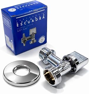 Válvula de Escuadra Cromada 1/2” x 3/4” | Llave de Corte Angular para Lavadora, Lavavajillas y Grifería | Incluye Embellecedor · (1, 1/2 x 3/4)
