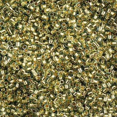 Miyuki Delica 11/0 - Transparent Mint Goldlined DB2522 - 250gms Bag of Japanese Glass Beads Bulk Bag of Japanese Glass Beads