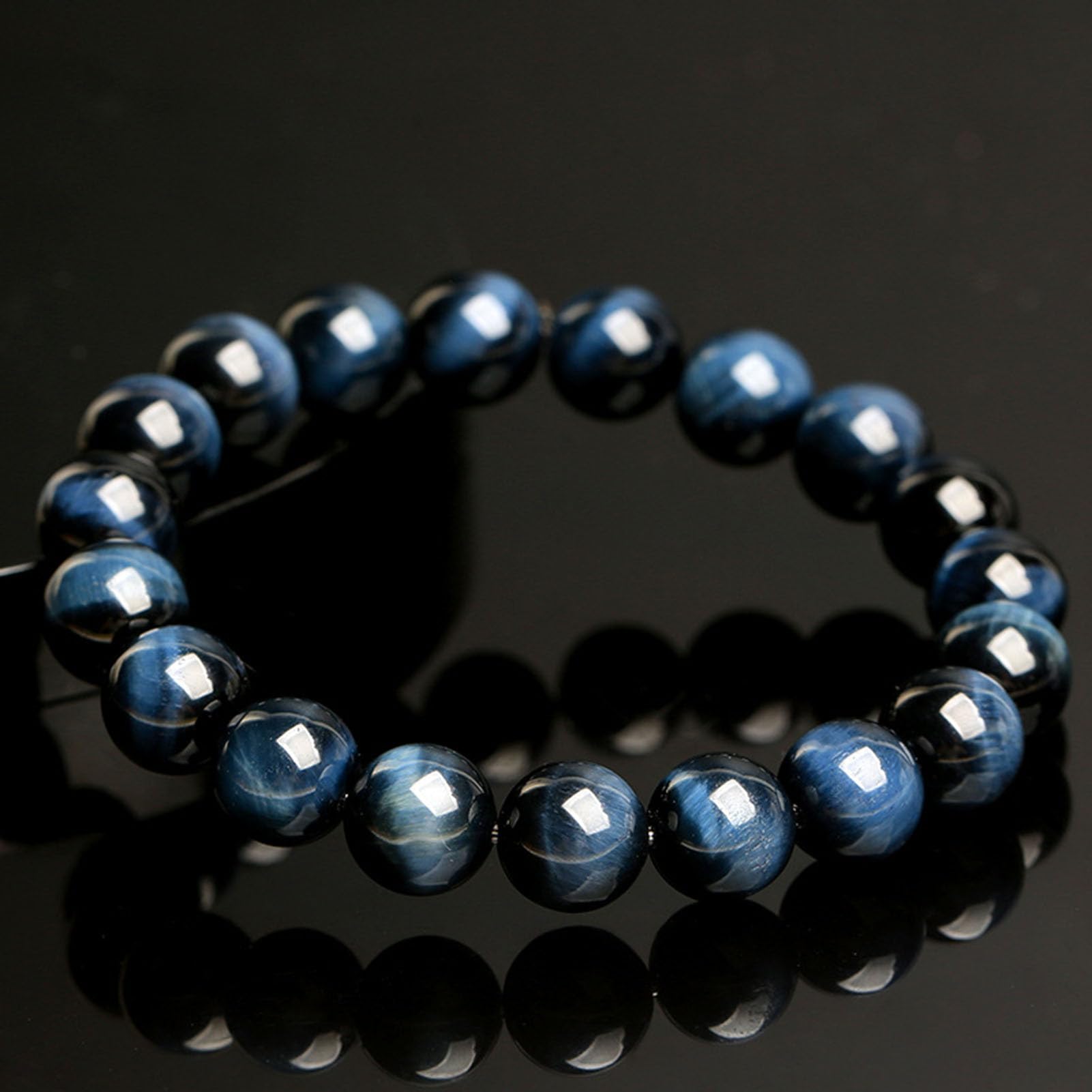 Pulsera de Ojo de Tigre Azul para Hombres y Mujeres, Pulsera elástica de Piedra Natural para protección, Calma, Confianza y Buena Suerte, joyería de energía de Cristal elástico,10MM
