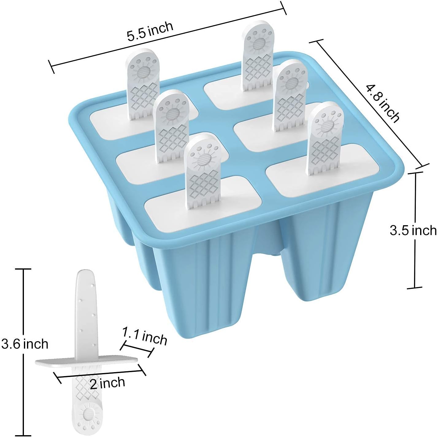 Popsicles Molds, 6 Cavities Reusable Ice Pop Molds Maker, Easy Release Durable Silicone Popsicle Molds for Kids, Baby Popsicle Molds with Silicone Funnel & Cleaning Brush
