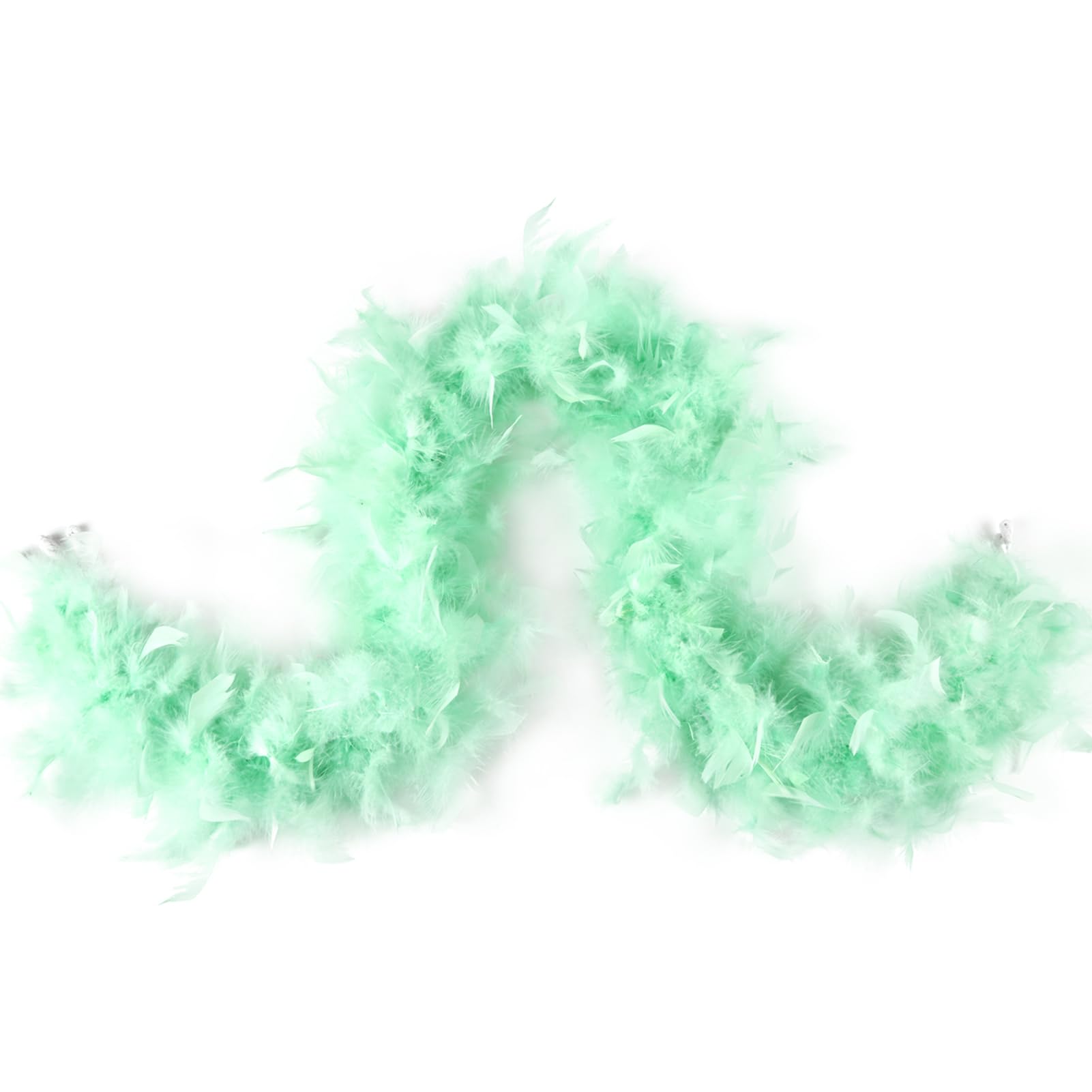 MAOFENG Chandelle Turkey Feather Boa 1.64 Yards 30g for Halloween Dancing Wedding Party DIY Craft Costume Decoration Feather Boa,Light Green — image 1