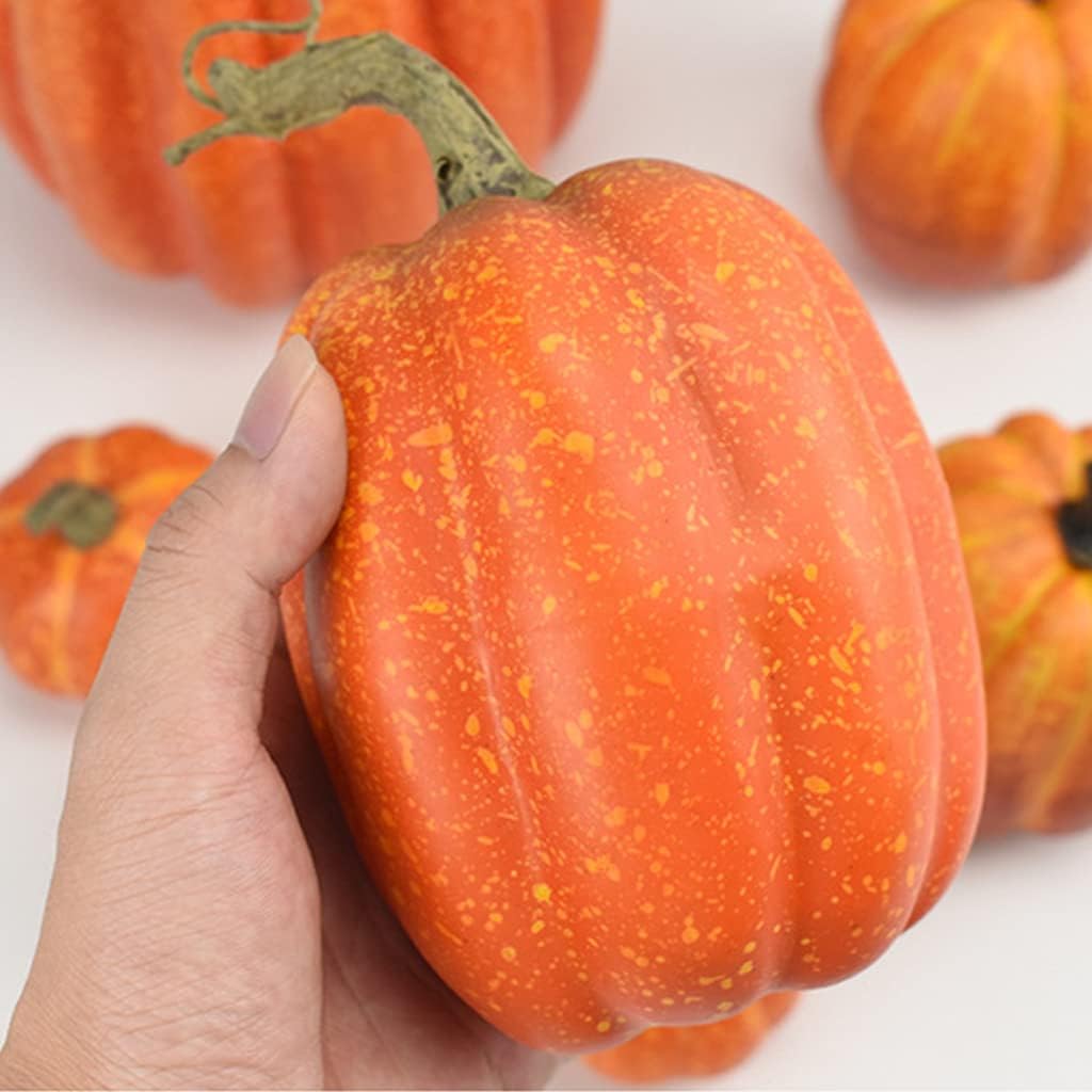 CPYGMXI 7pcs Artificial Pumpkins Assorted Fake Simulation Pumpkin for Halloween Thanksgiving Party Home Decoration