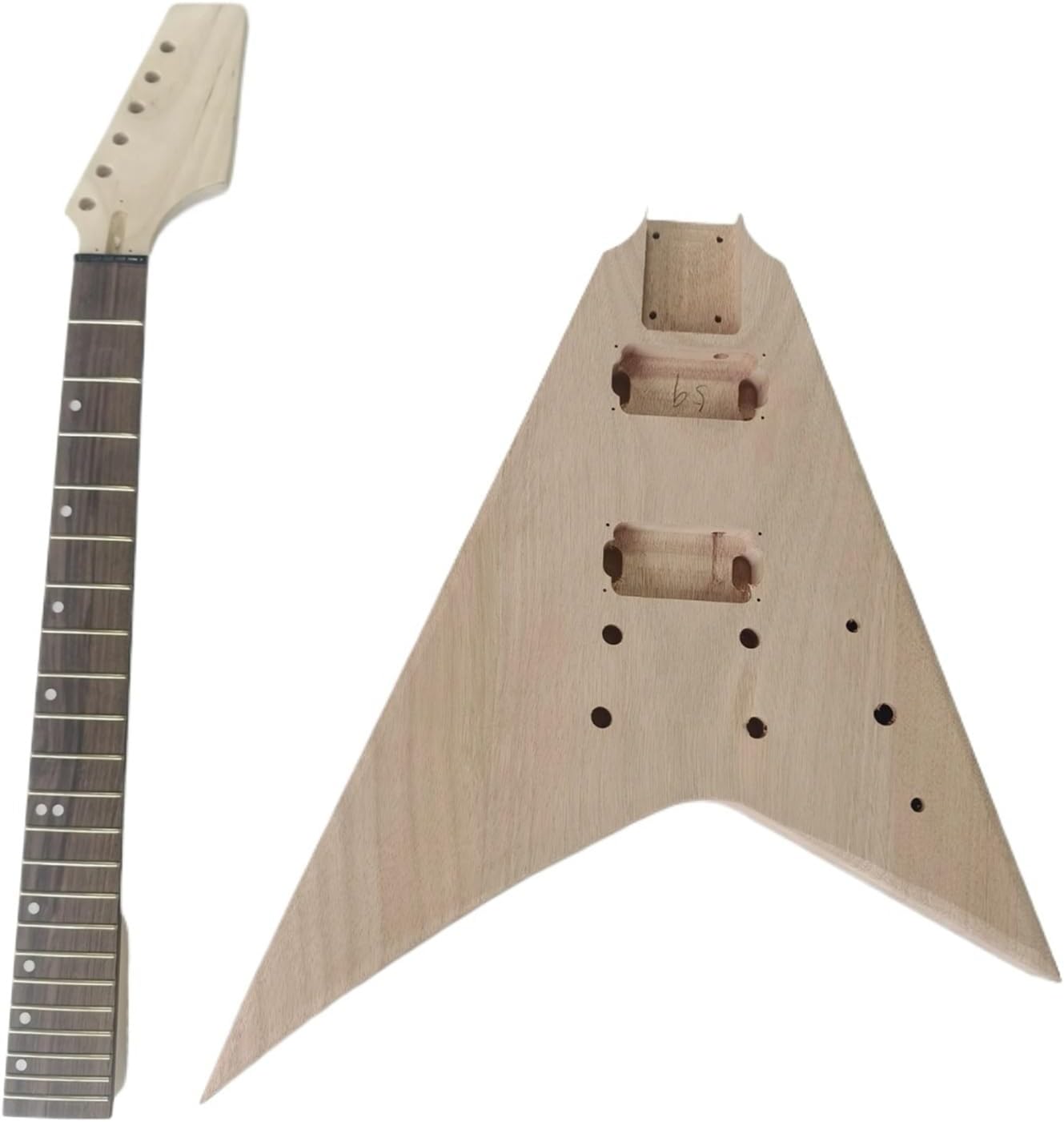 DIY Forked Tail Natural Electric Guitar Kit Mahogany Body Assembly Set
