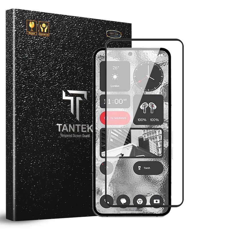 Image of TANTEK TitanGuard Tempered Glass Screen Protector Guard for Nothing Phone 2-9H Hardness, Military Grade, Anti-Static, Easy Installation Kit - 1 PACK