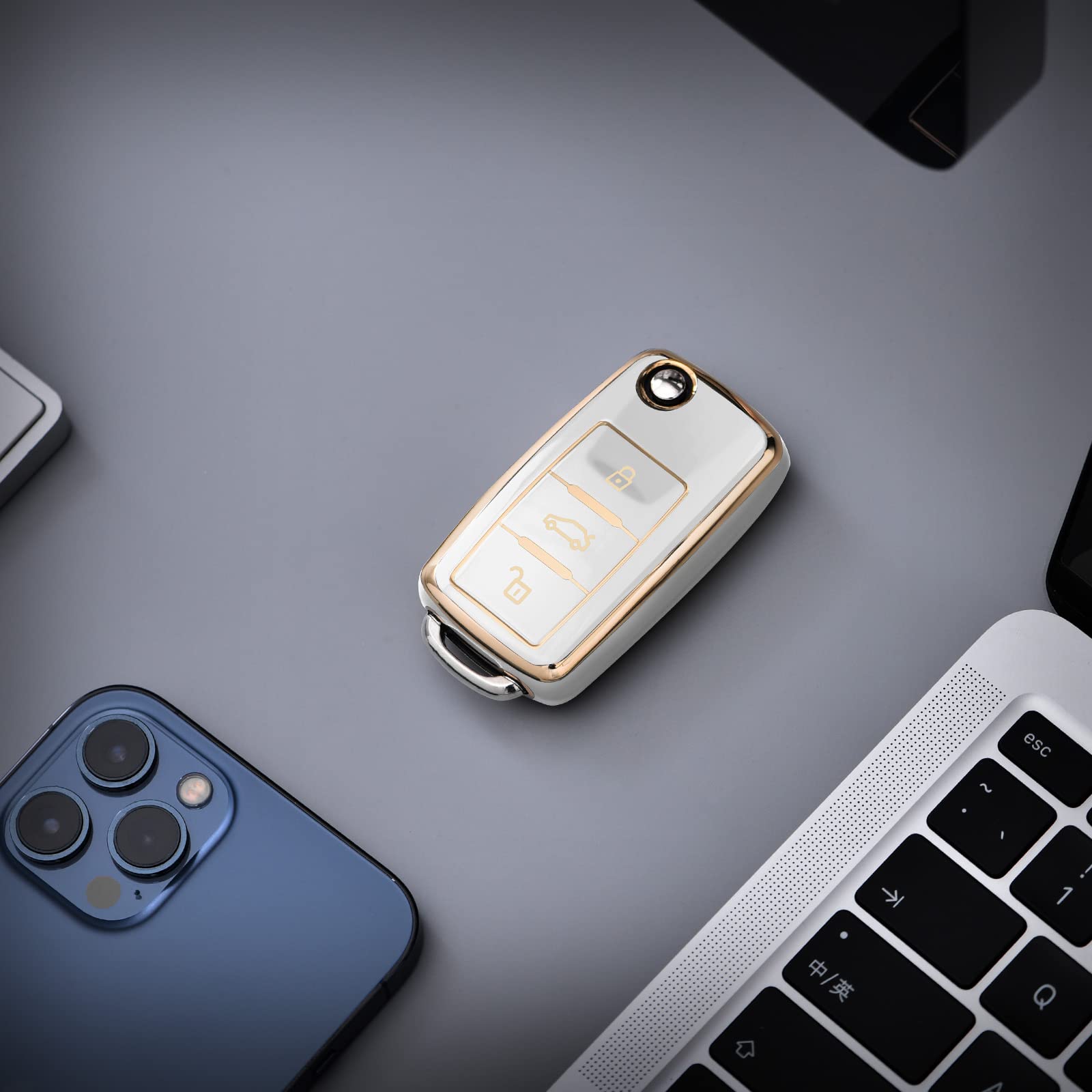 ELOHEI TPU Key Fob Cover For VW Volkswagen - Full Protection Case Compatible With Jetta, Tiguan, Passat, Golf & More - View #8
