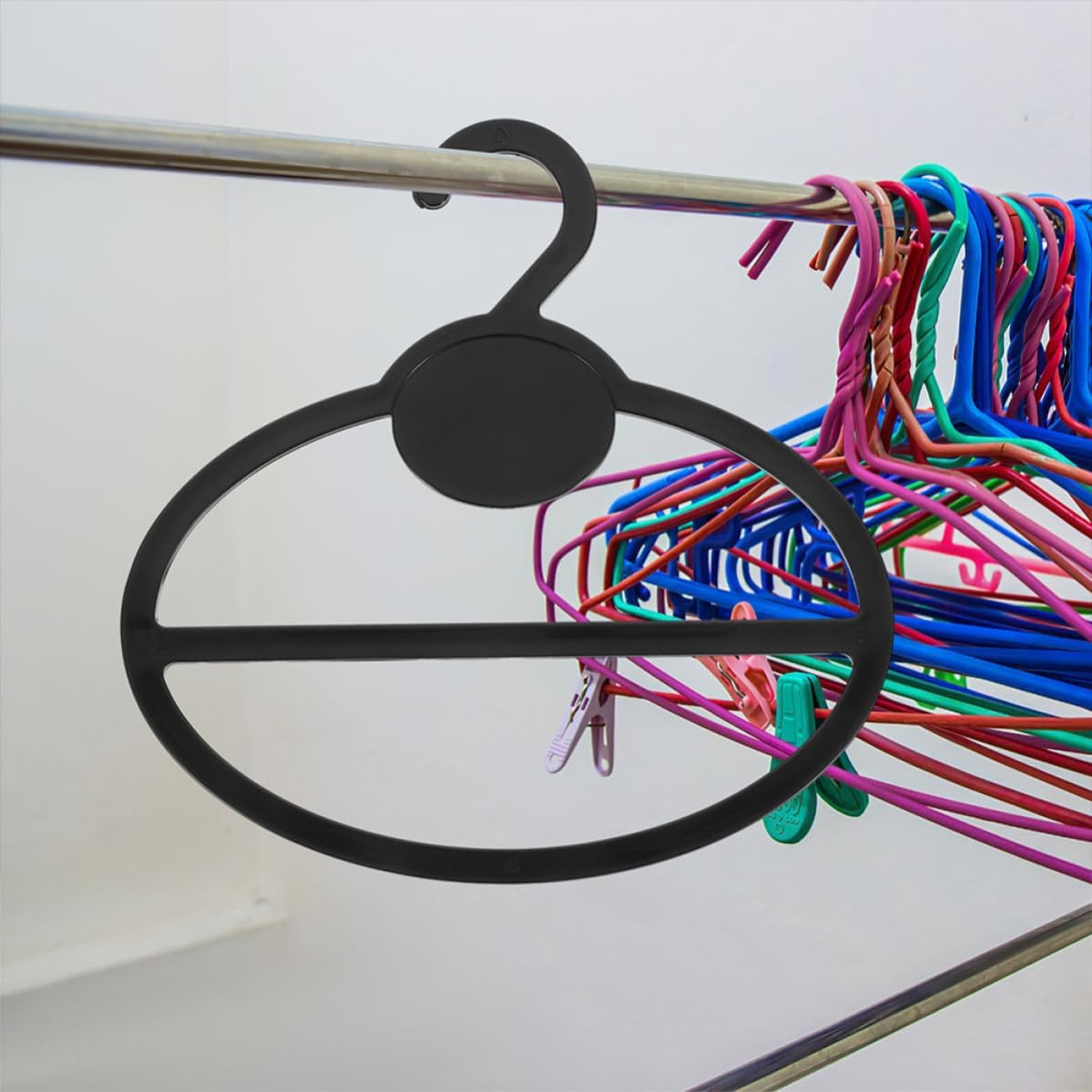 50pcs Black Round Scarf Hanger Organizers Made of Sturdy Pe Material for Storing Towels and Scarves Space-Saving Tie Holder Rack Suitable for Closet Organization