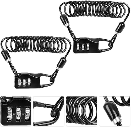 Miniatura 9 de VANZACK Cerradura de cable de bicicleta, cerradura de combinación de 3 dígitos, cerradura de combinación segura y reiniciable, bloqueo ligero y