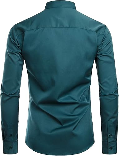 Miniatura 2 de ZEROYAA - Camisas de vestir de manga larga para hombre, estilo hipster, con cuello mandarín, ajuste ceñido