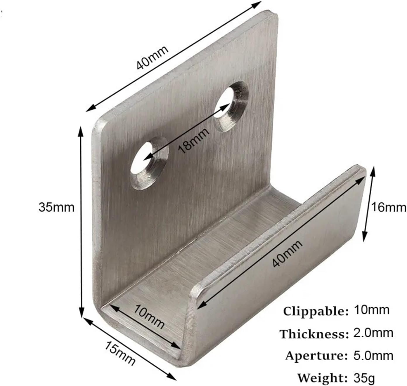 U-Shaped Tile Hanger, Stainless Steel Wall Tile Hook, 2pcs, Suitable for Wall-Mounted Display Racks for Photo Frames.(Black,Small-10mm)
