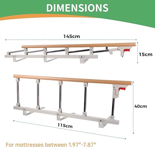 Miniatura 7 de Rieles de cama para adultos mayores, mango plegable de asistencia de seguridad para cama médica, riel de agarre lateral de cama plegable, para