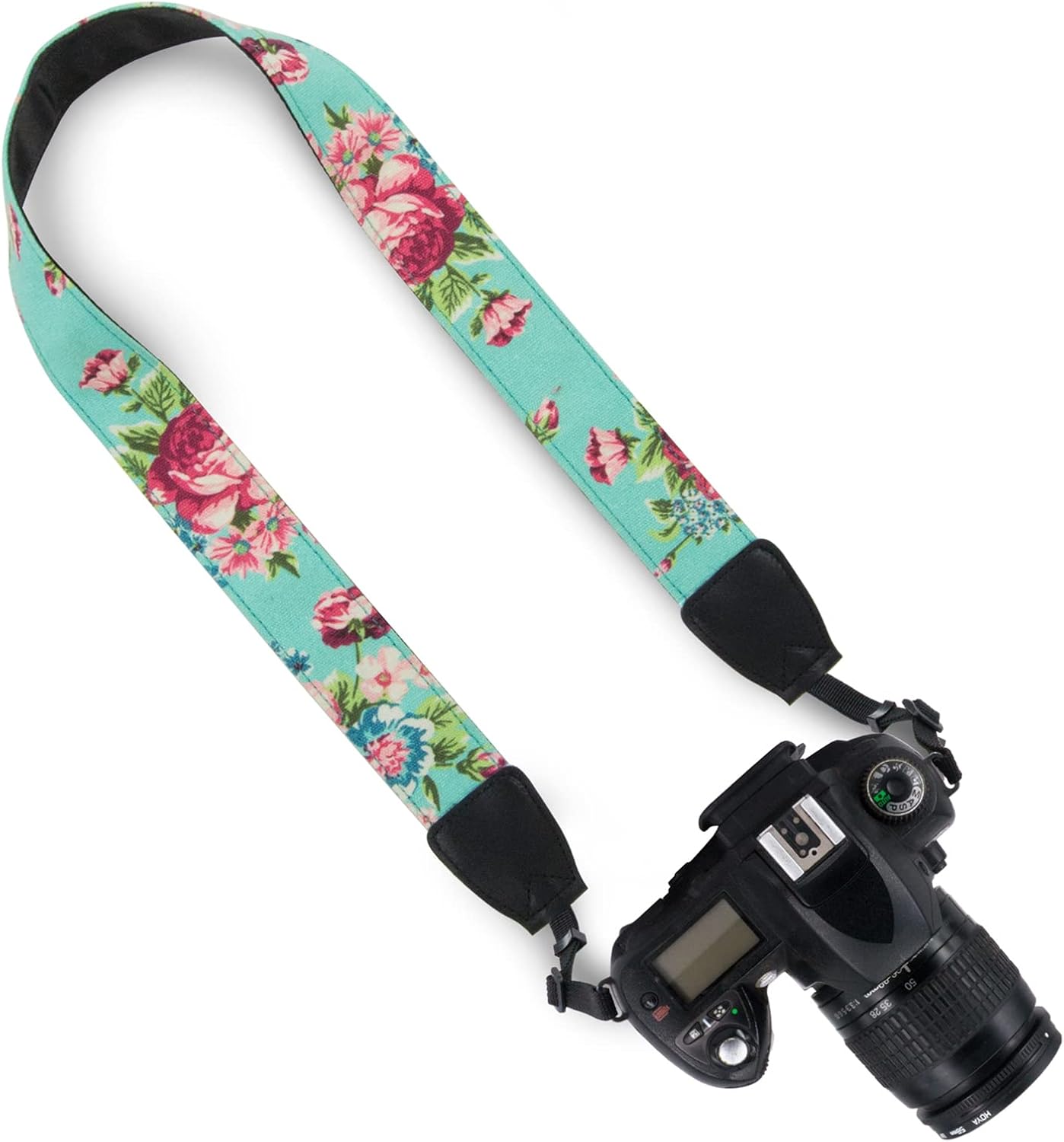Wolven Pattern Canvas Camera Neck Shoulder Strap Belt Compatible with All DSLR/SLR/Men/Women etc, Green Rose