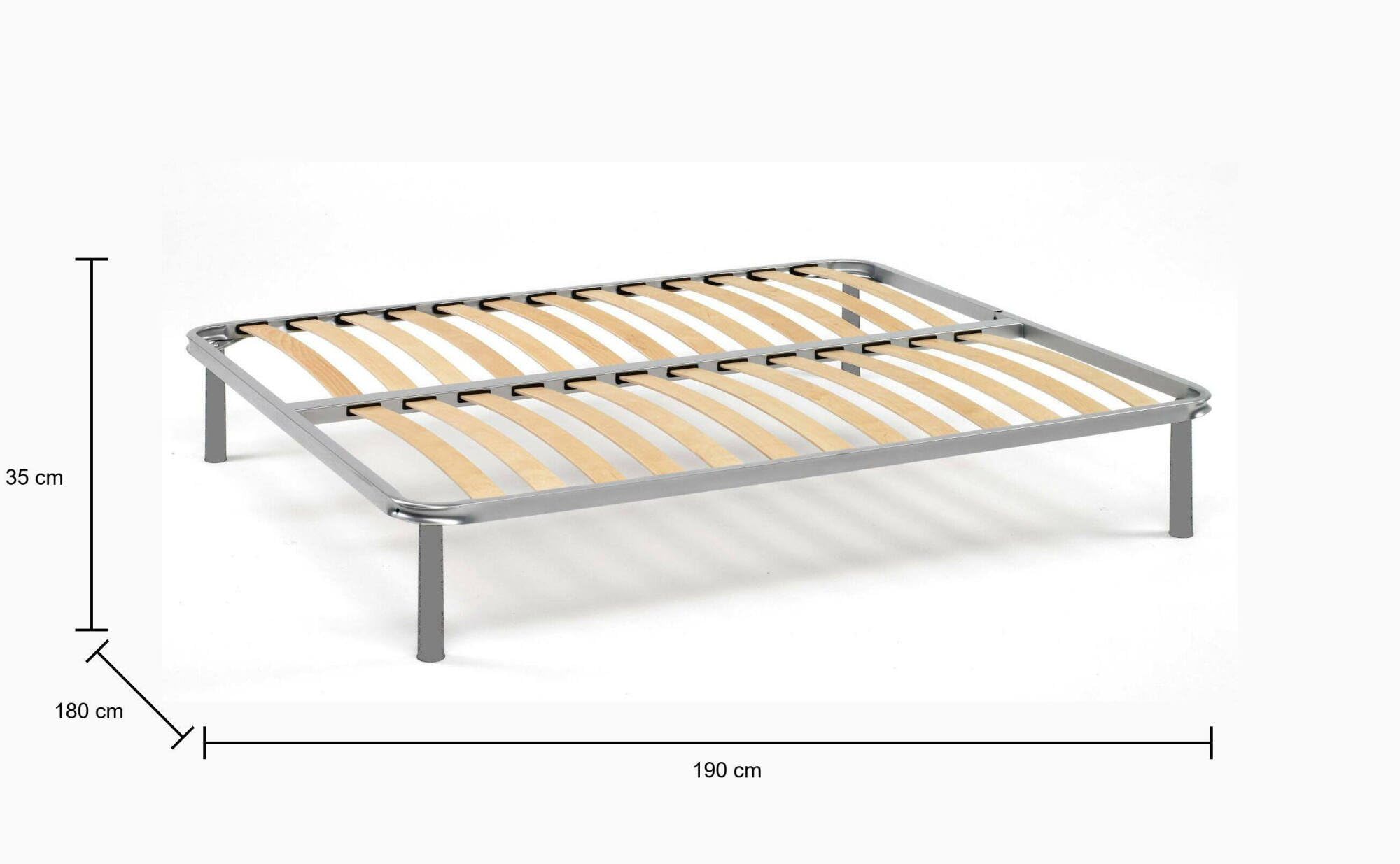 Talamo Italia - Rete letto matrimoniale Malvina, Rete ortopedica in multistrato di betulla a 13 doghe, 100% Made in Italy, Cm 180x190h 34
