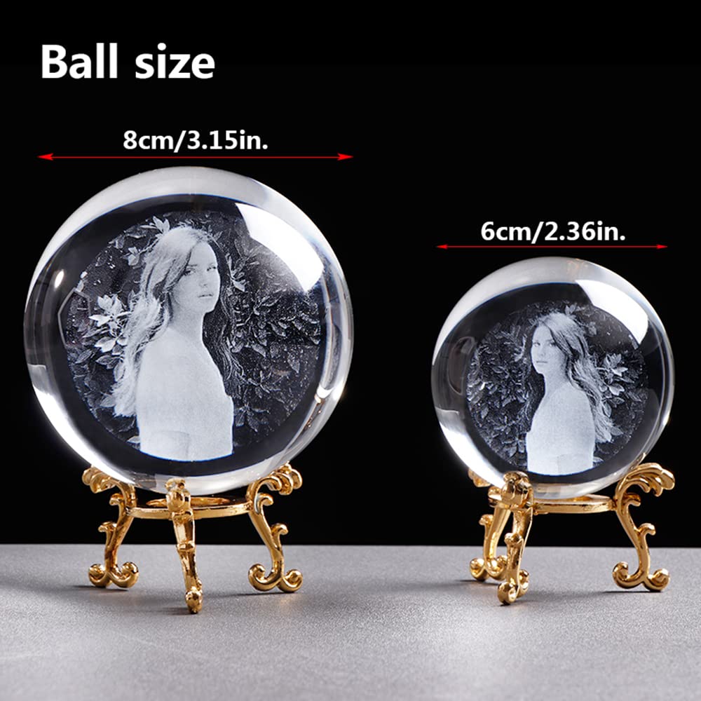 Sfera Di Memoria 7 Cm - Sfera Di Cristallo Per Foto E Video 3D, Ricaricabile USB-C, Con Audio, Regalo Per Coppie