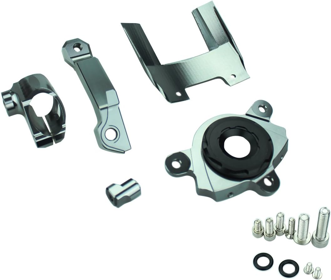 Motorcycle Adjustable Steering Damper Steering Damper Stabilizer Safety Control with Mounting Bracket Kits Fit for Kawasaki Z1000 2016-2019 (Gray)
