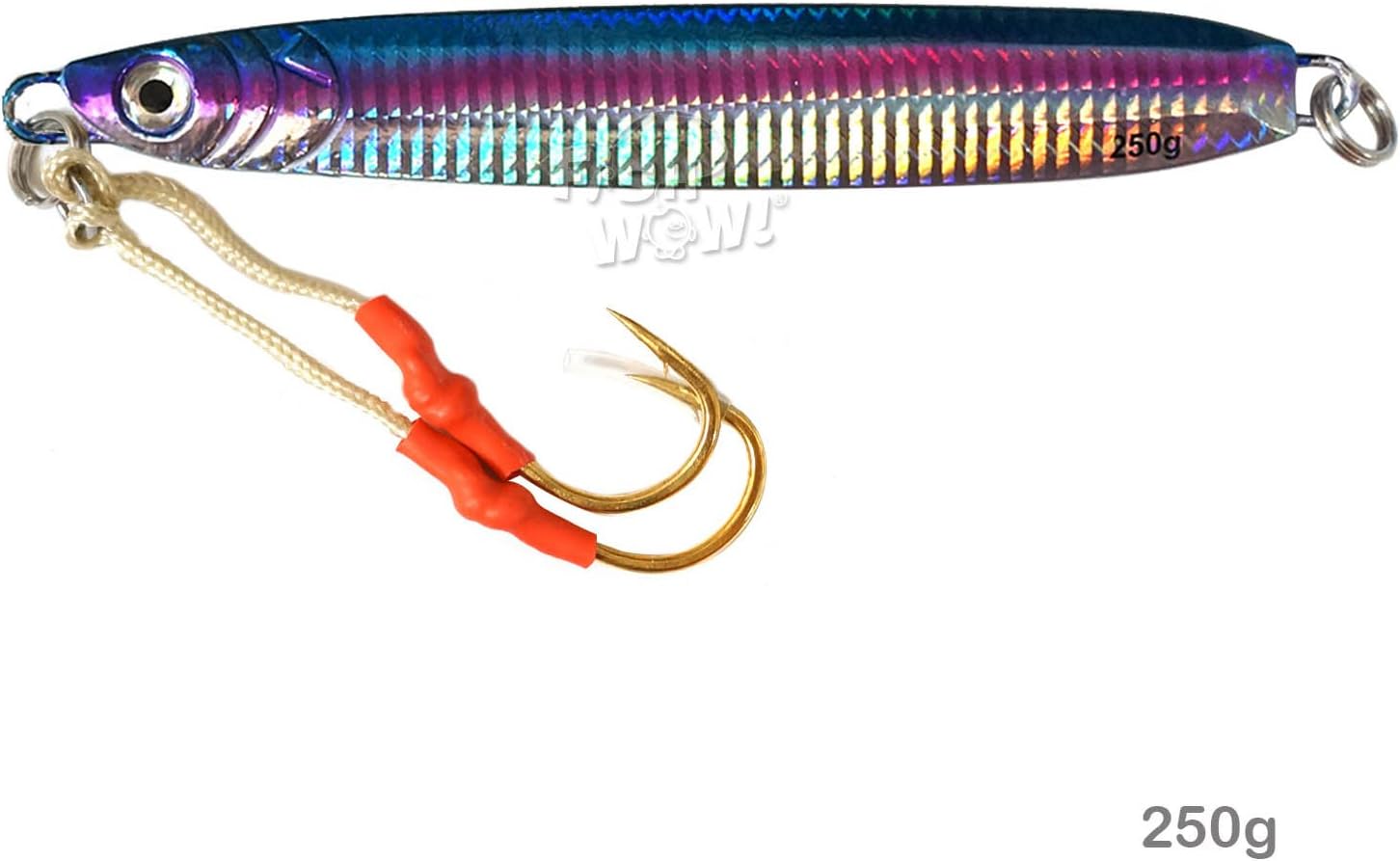 10 pcs Fish Wow! 9oz Fishing Metal Vertical Speed jig 250g Knife Trolling Jig with Two Assist Hooks -5 Colors- Pink,Blue,Orange,Black,Red/Silver…