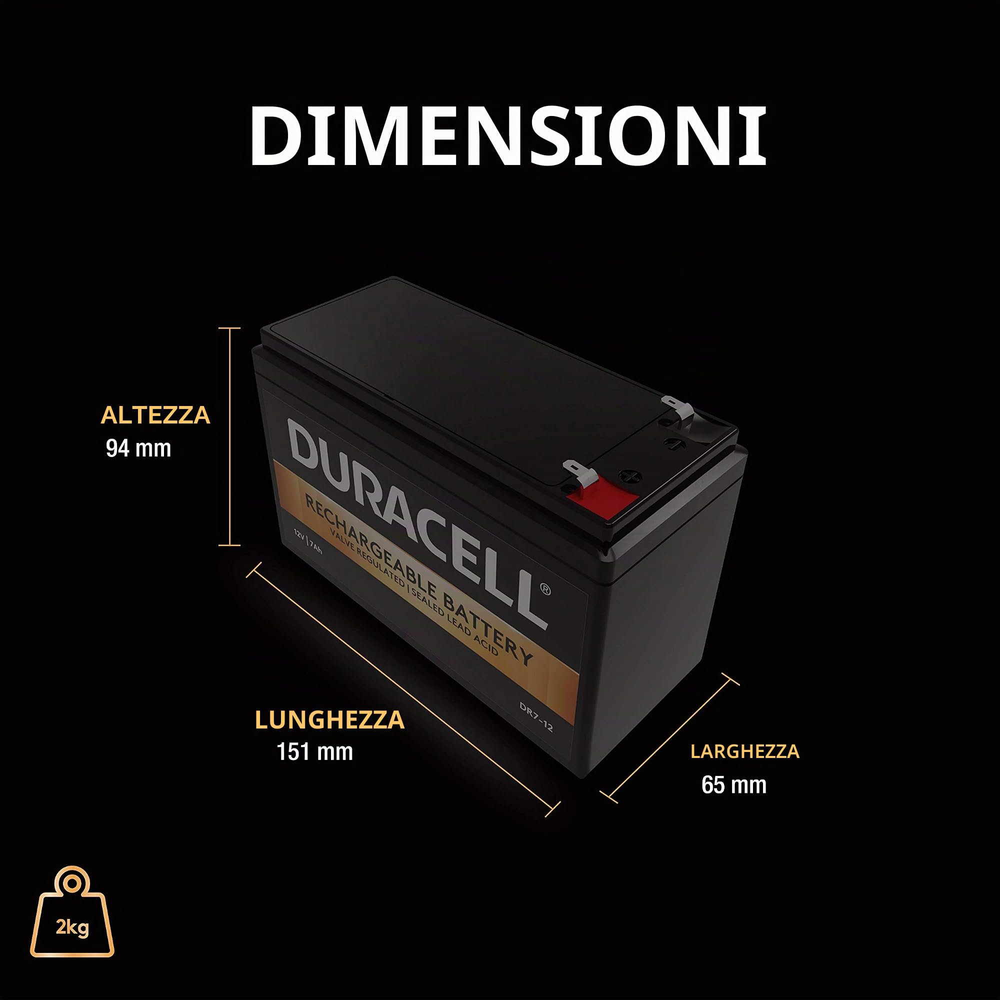 Duracell DR7-12 batteria UPS Acido piombo (VRLA) 7 Ah 12 V
