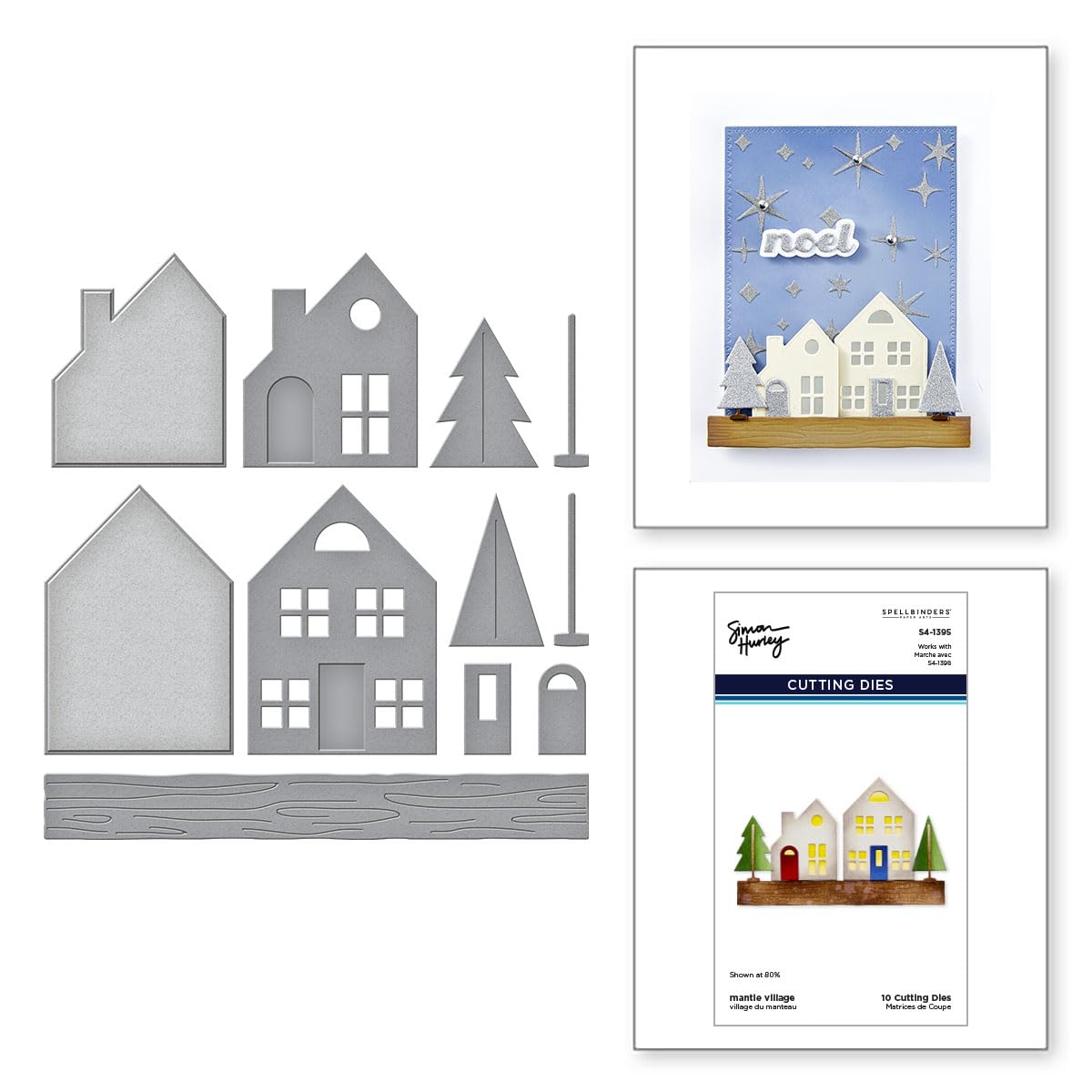 Spellbinders Mantle Village Etched Dies from The Timeless Trees Collection by Simon Hurley