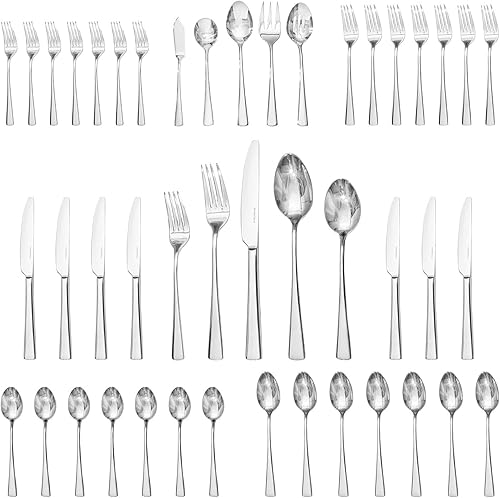 Miniatura 10 de KINGSTONE Cubiertos de acero inoxidable 18/10, juego de cubiertos forjados de 20 piezas para 4, cubiertos pulidos con espejo, seguro para el hogar,