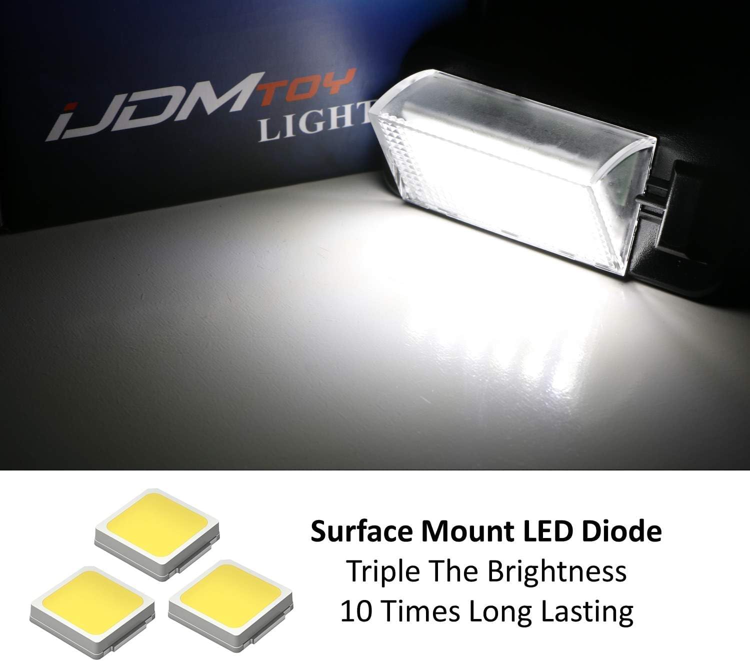 iJDMTOY OEM-Fit 3W Full LED License Plate Light Kit Compatible With 1992-1998 BMW E36 3 Series, Powered by 18-SMD Xenon White LED & Can-bus Error Free