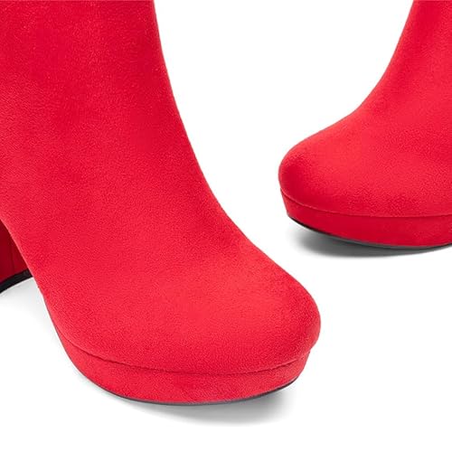 DREAM PAIRS DREAM PAIRS Women's Stomp Ankle Boot, Red, 5.5 UK