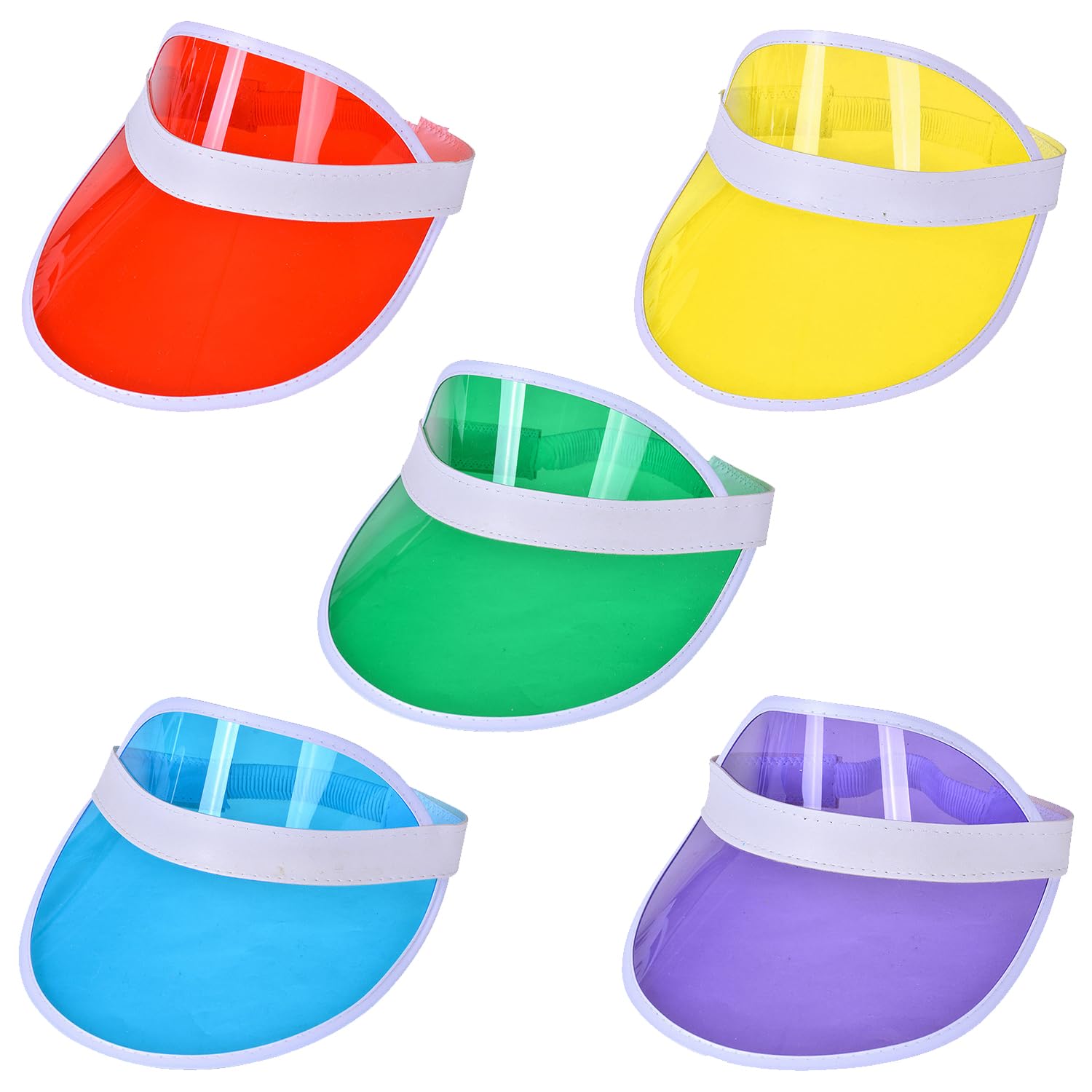 5 Pezzi Berretto Visiera Trasparente Neon, Parasole Retro per Tennis e Golf, Sun Cap Pub Anni '80, Adatta per Ciclismo, Corsa e Alpinismo