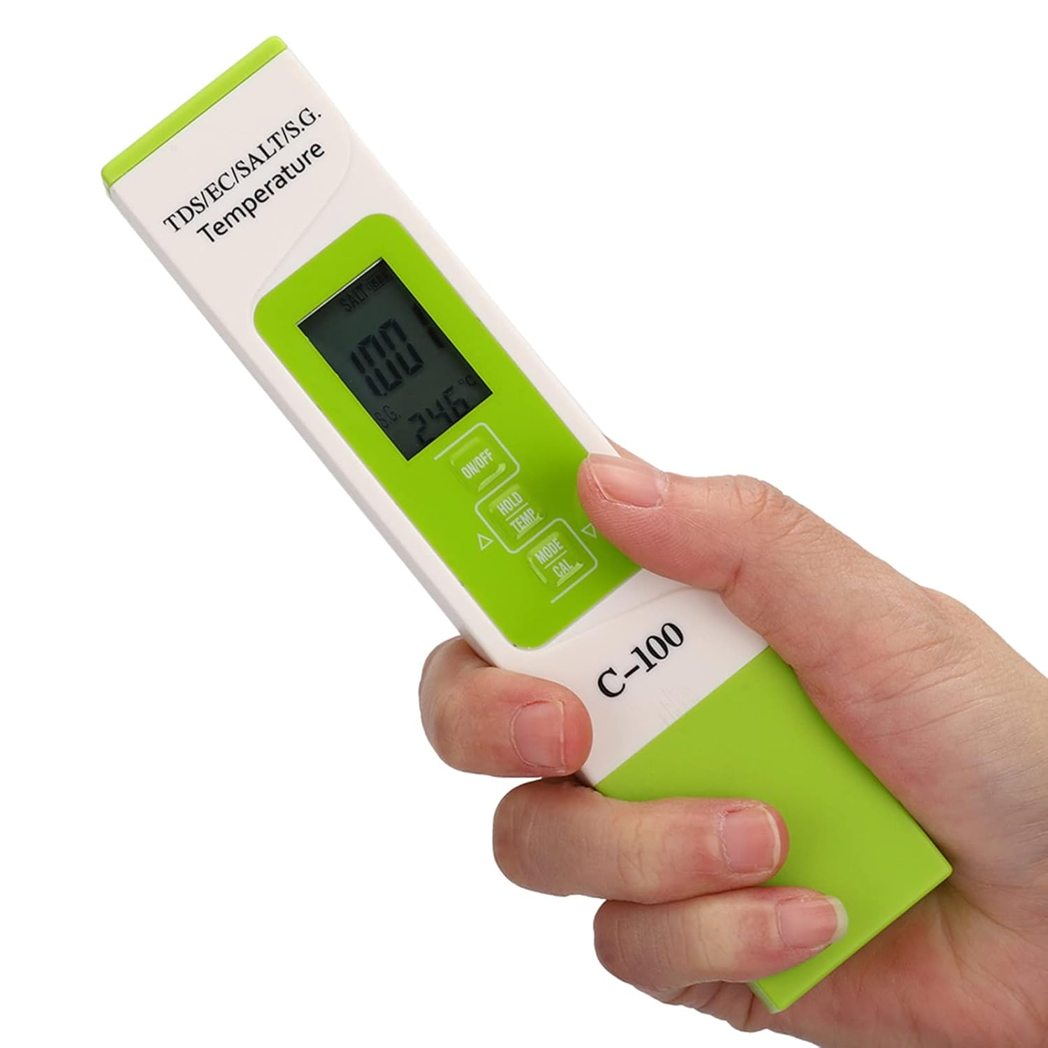 C-100 Multifunctional 5-in-1 Water Quality Tester Pen with Meter Salinity TDS EC Conductivity and Sea Water Specific Gravity Detector for Drinking Pool Aquarium