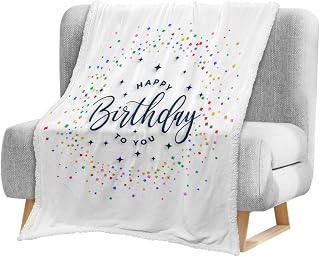Cobertor infantil, Happy Birthday to You, cobertor de lã de ovelha bloco colorido para crianças roupa de cama macia e leve cobertor de cama de pelúcia para meninas menino, 127 x 152 centímetros