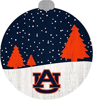 Fan Creations NCAA Auburn Tigers Snow Scene Ornament – 3.5″ Rustic MDF Christmas Tree Decoration
