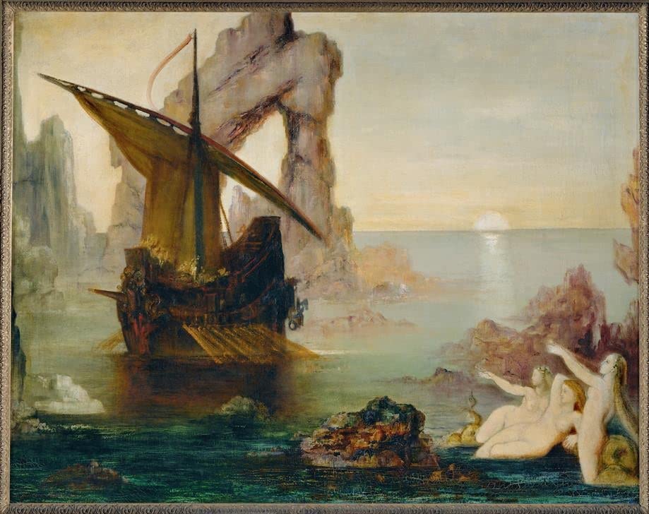 Prints toile les sirènes de Gustave Moreau décoration salon format 60x90cm sans cadre
