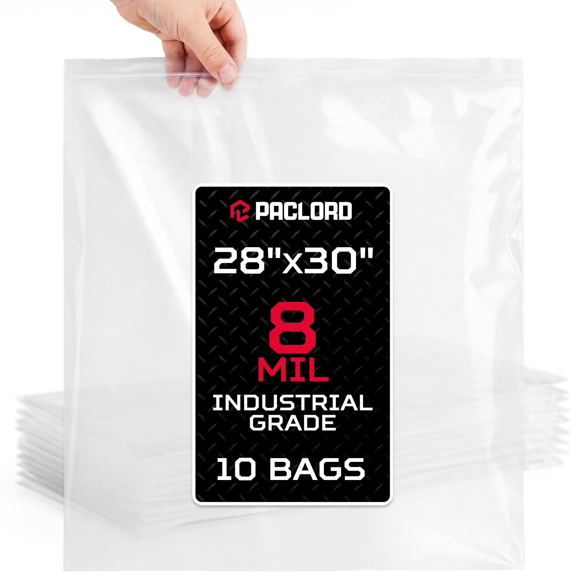 Extra große 71,1 x 76,2 cm wiederverschließbare Polybeutel mit Reißverschluss, 8 mm dick, Packung mit 10 transparenten wiederverschließbaren Beuteln mit extra Haltbarkeit, wasserdicht