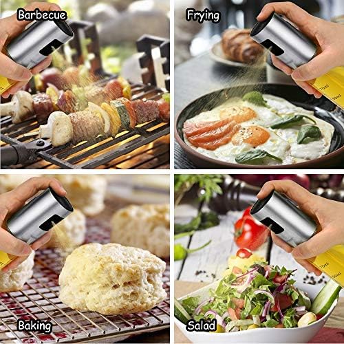 Olive Oil Sprayer, 2Pcs Vinegar Dispenser Mister with Upgraded Spray Mouth, 100ml Glass Oil Dressing Spray Bottle for Cooking Kitchen BBQ Salad Baking Roasting Grilling (2 Pack)