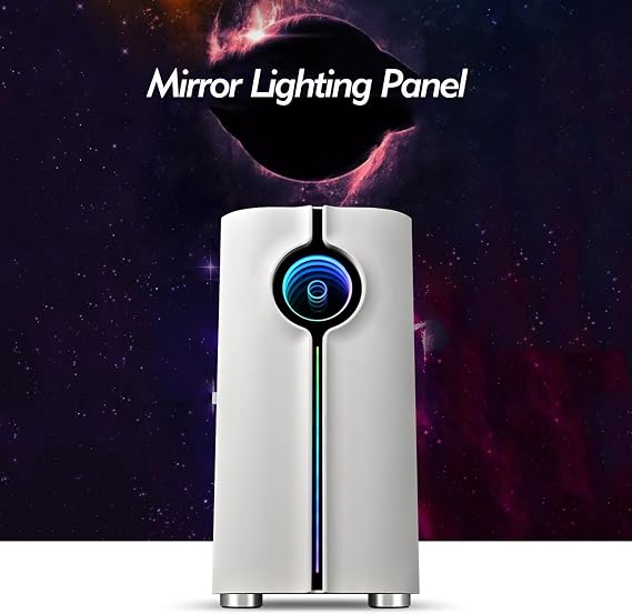 XLTFUC Mid-Tower M-ATX/ITX Computer Case, Vertical GPU Bracket Desktop Computer Gaming Case Tempered Glass Panel RGB Mode(White)