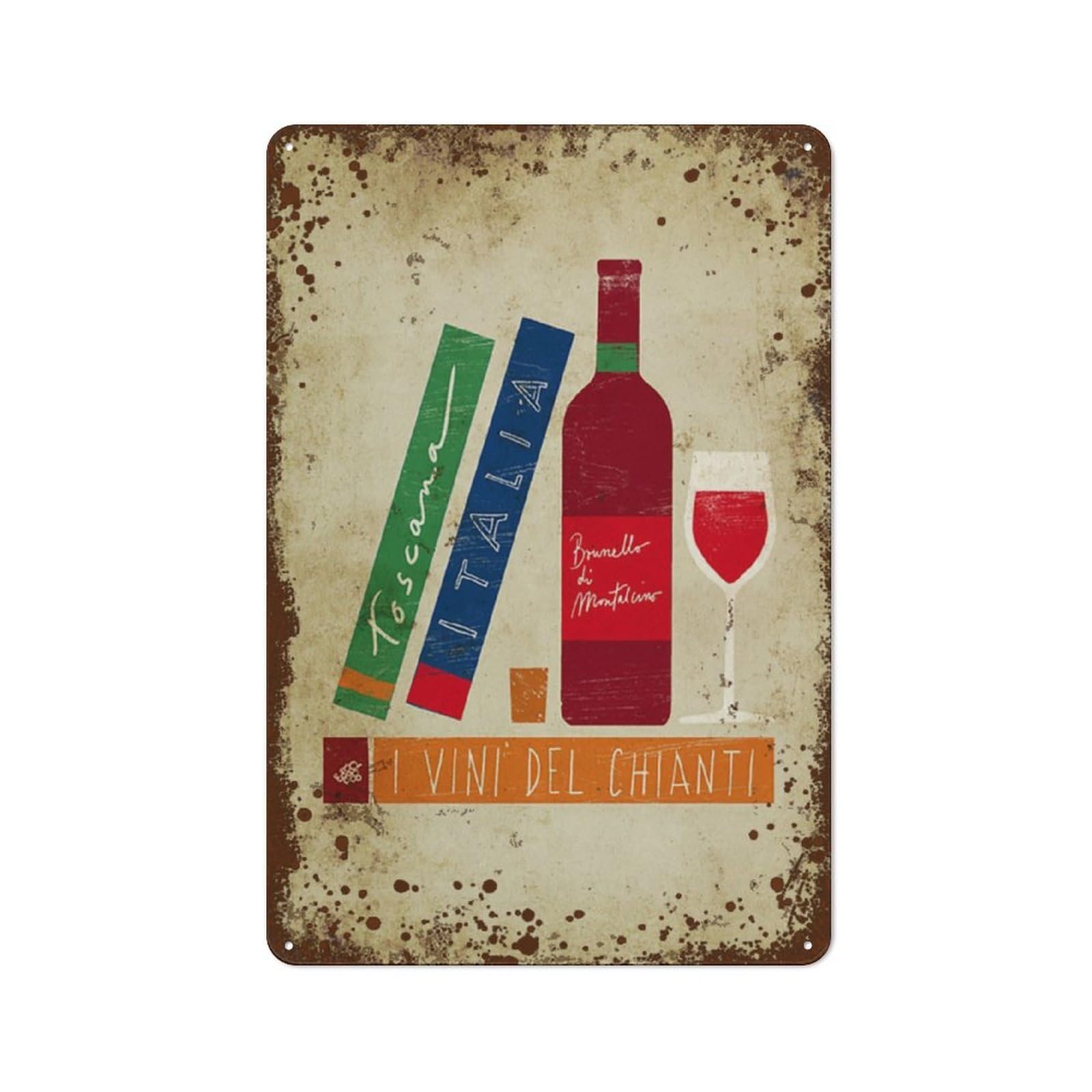 Kwqdozf Style-6 8X12 Inch Italian Wine Art, I Vini D'italia, Books Gourmet, Funny Wine Home
