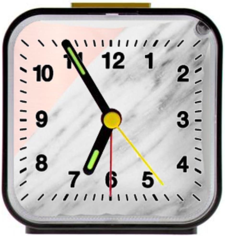 Decorative Custom White Marble Pink Black Square Alarm